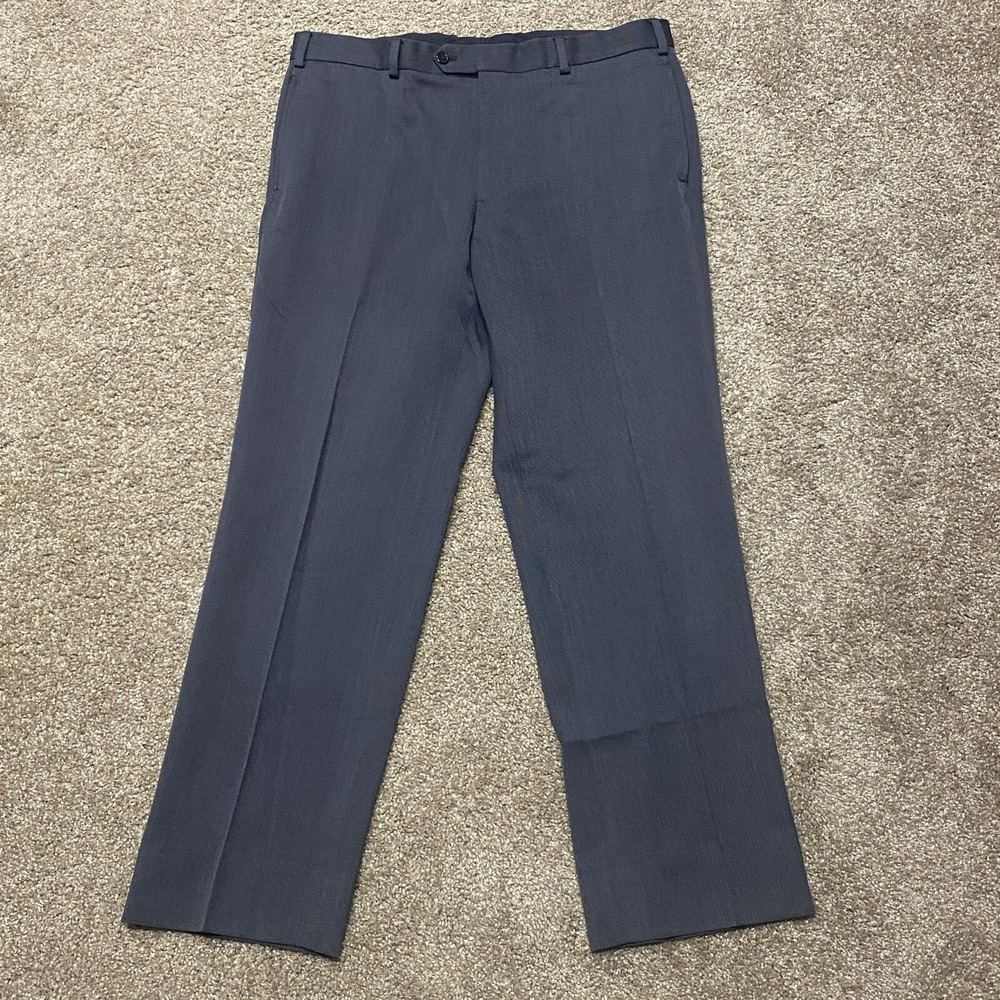 Brooks Brothers 346 Men Wool Dress Pants 36x30 Gray Flat Front Career Luxury